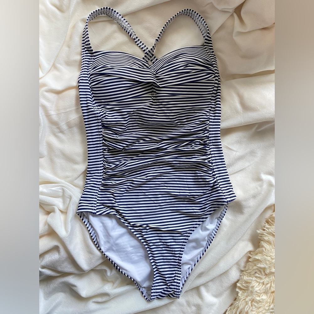Navy Blue & White Swimwear Sz 4